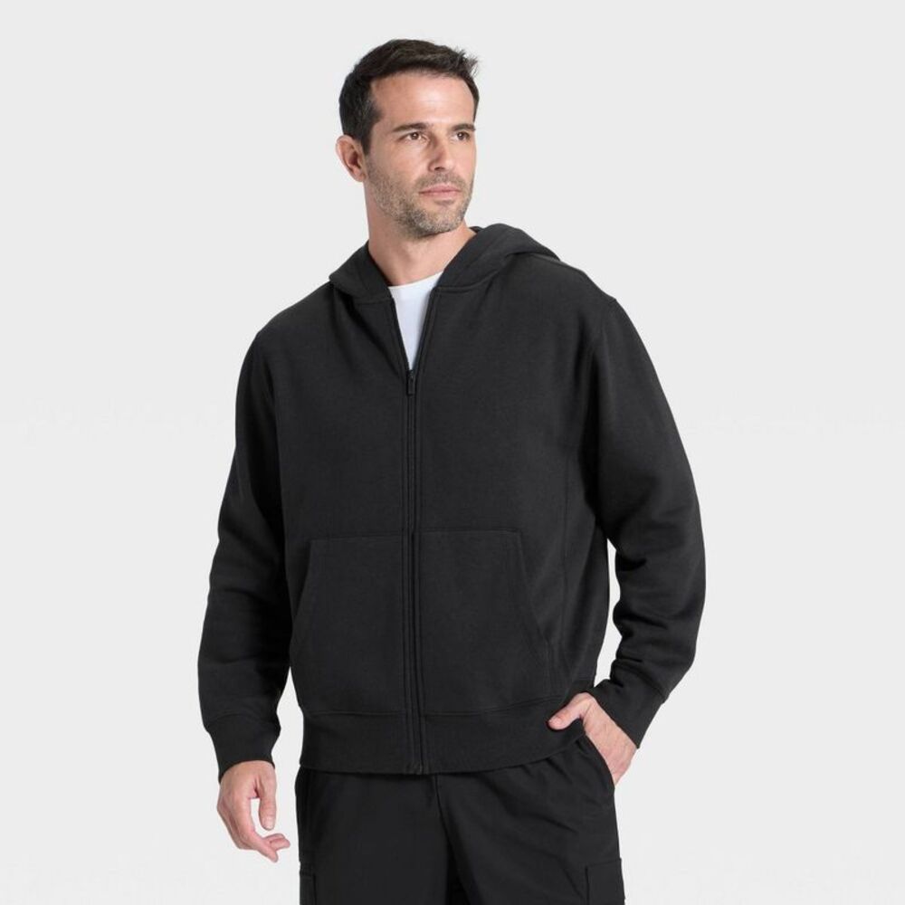 Men's Active Comfort Fleece Full-Zip Sweatshirt - All In Motion Black S